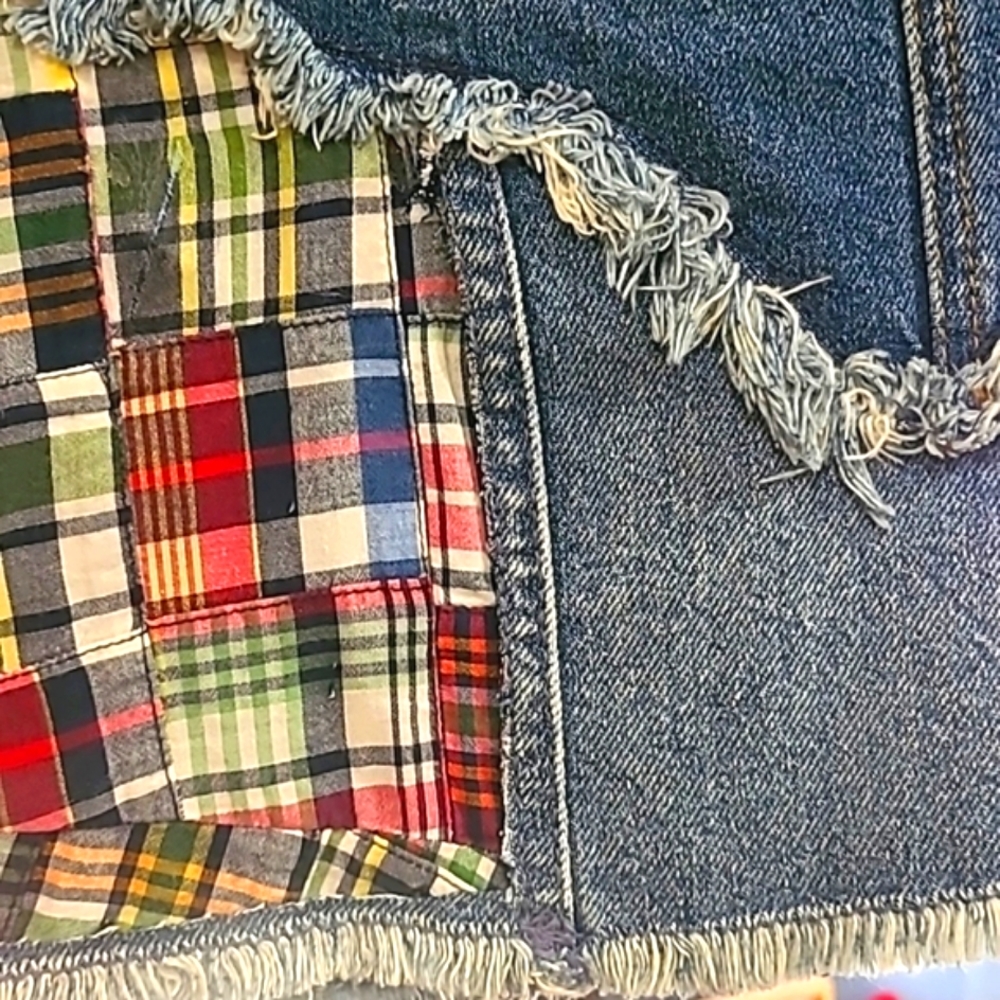 UPCYCLED☆HANDMADE "ella moss" and ☆OKD co. EMBELLISHED DENIM SKIRT Size 28 - Picture 13 of 15